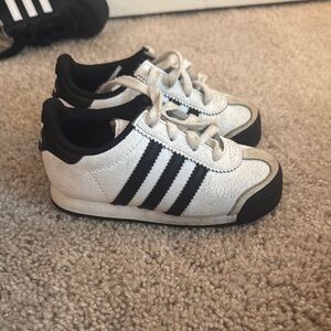 Adidas Kids White and Black Striped Sneakers